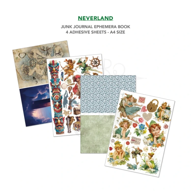 Zestaw A4 Junk Journal &amp; Ephemera Book Neverland 32 arkusze CBB021 Ciao Bella