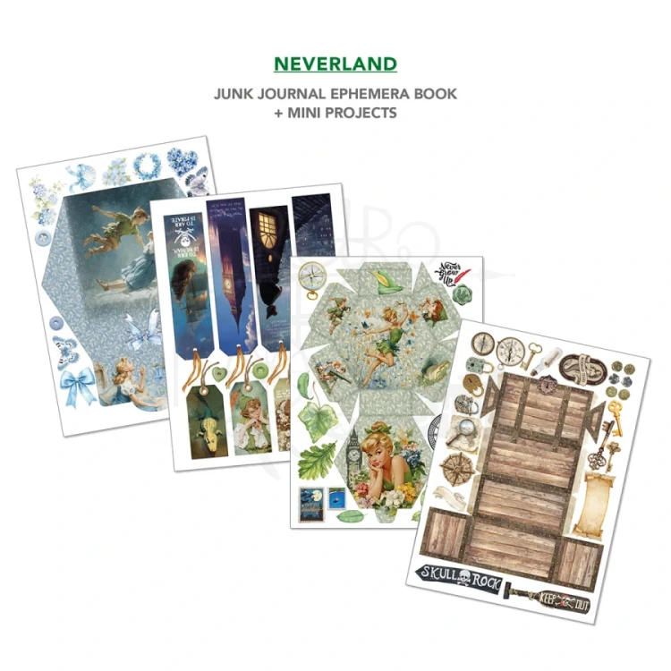 Zestaw A4 Junk Journal &amp; Ephemera Book Neverland 32 arkusze CBB021 Ciao Bella