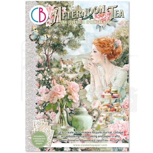 Zestaw A4 Junk Journal &amp; Ephemera Book Afternoon Tea 32 arkusze CBB020 Ciao Bella