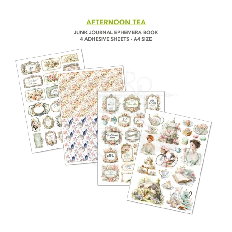 Zestaw A4 Junk Journal &amp; Ephemera Book Afternoon Tea 32 arkusze CBB020 Ciao Bella