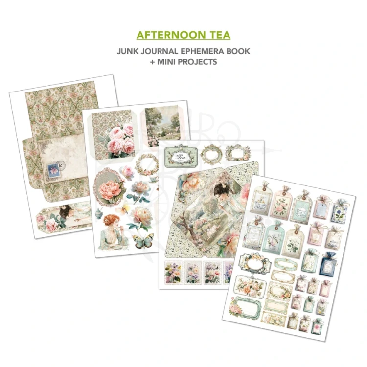 Zestaw A4 Junk Journal &amp; Ephemera Book Afternoon Tea 32 arkusze CBB020 Ciao Bella