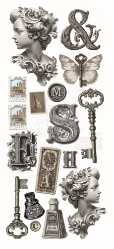Naklejki foliowe do scrapbookingu Typographic 5 arkuszy CBI014 Ciao Bella
