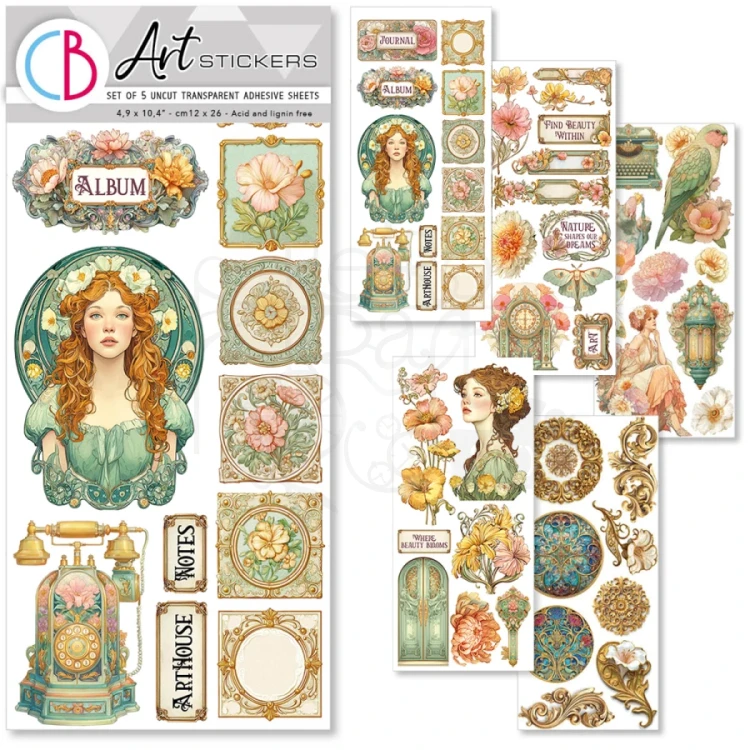 Naklejki foliowe do scrapbookingu Artemis 5 arkuszy CBI013 Ciao Bella