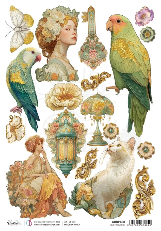 Papier ryżowy do decoupage A4 Artemis - Quiet Romance CBRP588 Ciao Bella