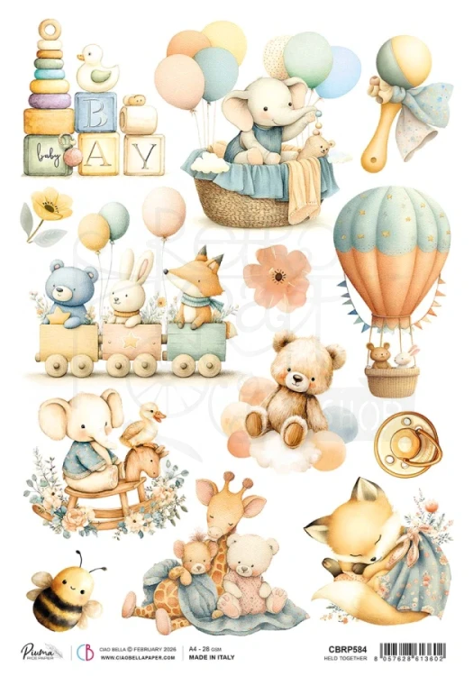 Papier ryżowy do decoupage A4 Lunibloom - Held Together CBRP584 Ciao Bella