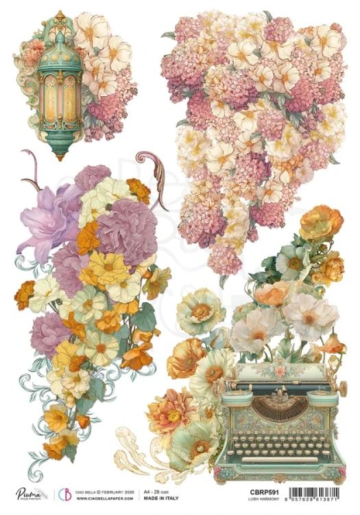 Papier ryżowy do decoupage A4 Artemis - Lush Harmony CBRP591 Ciao Bella