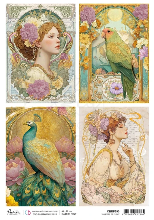 Papier ryżowy do decoupage A4 Artemis - Whispers Of Flight CBRP590 Ciao Bella
