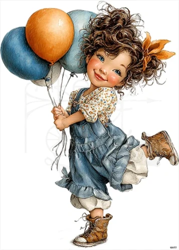 Papier ryżowy do decoupage A5 Dziewczynka i balony 19177
