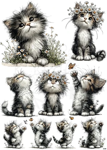 Papier ryżowy do decoupage A4 Kotki 4356