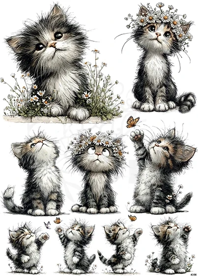 Papier ryżowy do decoupage A4 Kotki 4356