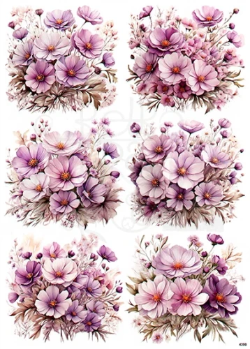 Papier ryżowy do decoupage A4 Kwiaty różowe 4398