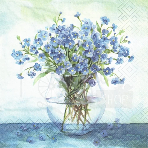 Serwetka 33x33 - Niezapominajki w wazonie