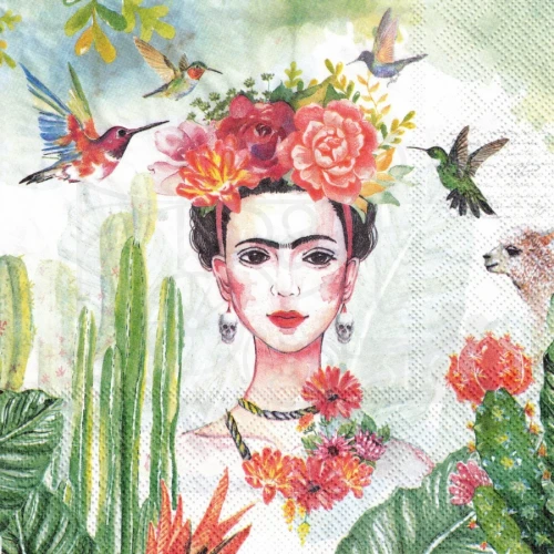 Serwetka 33x33 - Frida i ptaki