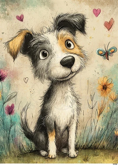 Papier ryżowy do decoupage A5 Pies i kwiaty 19784