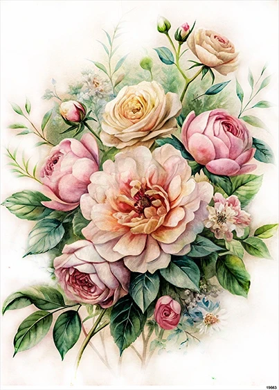 Papier ryżowy do decoupage A5 Kolorowe róże 19663
