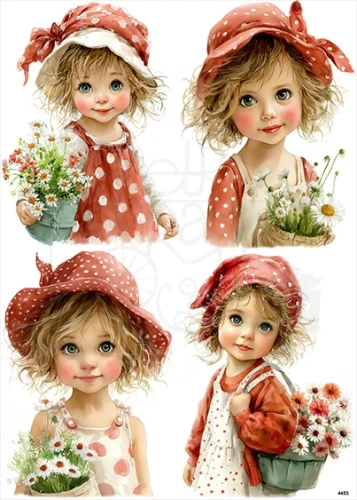 Papier ryżowy do decoupage A4 Małe dziewczynki 4453