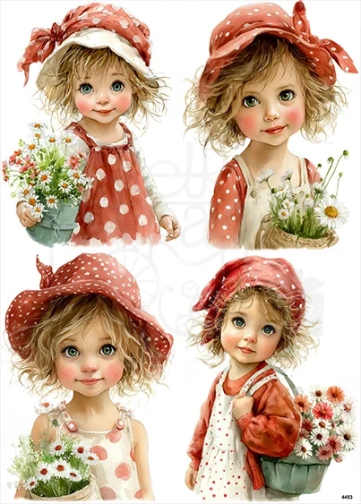 Papier ryżowy do decoupage A4 Małe dziewczynki 4453