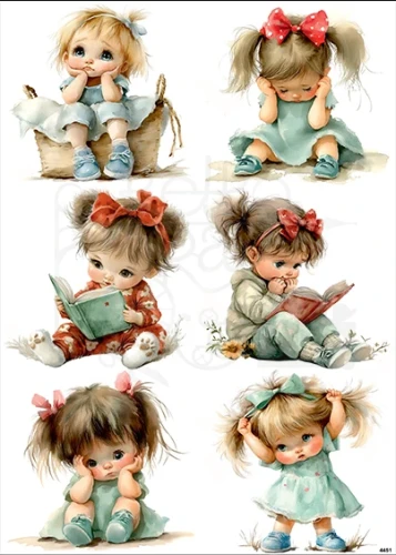 Papier ryżowy do decoupage A4 Małe dziewczynki 4451