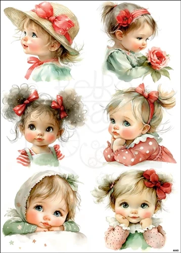Papier ryżowy do decoupage A4 Małe dziewczynki 4449
