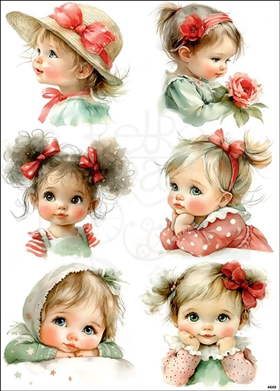 Papier ryżowy do decoupage A4 Małe dziewczynki 4449
