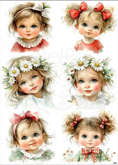 Papier ryżowy do decoupage A4 Małe dziewczynki 4448