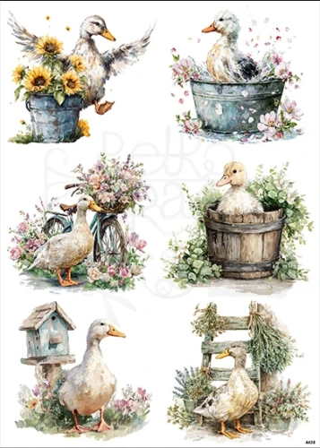 Papier ryżowy do decoupage A4 Gęsi na wsi 4438