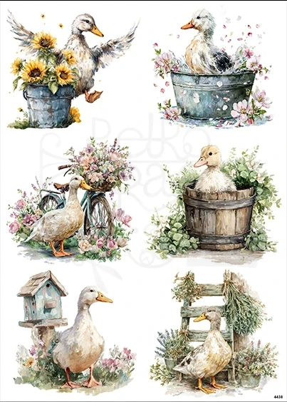Papier ryżowy do decoupage A4 Gęsi na wsi 4438