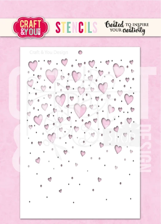 Szablon maska A6 Spadające serduszka SC019 Craft&amp;You Design