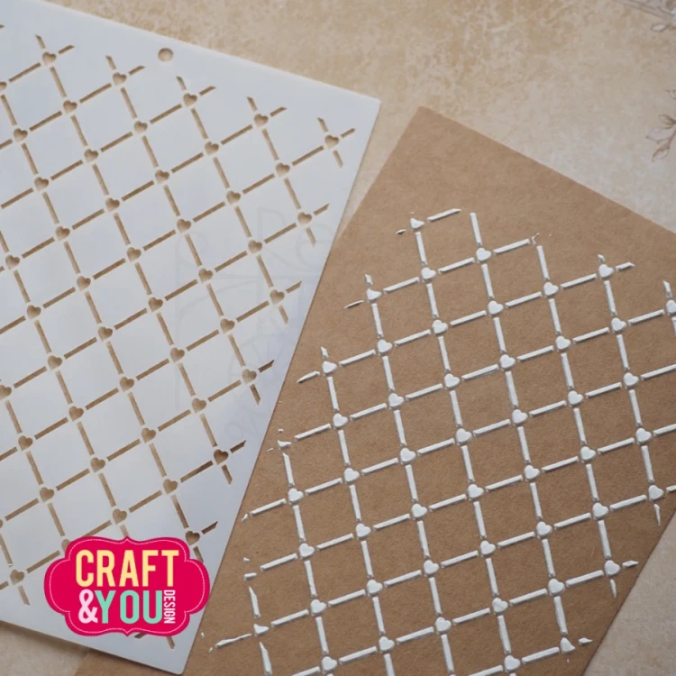 Szablon maska A6 Serduszka z kratką SC017 Craft&amp;You Design