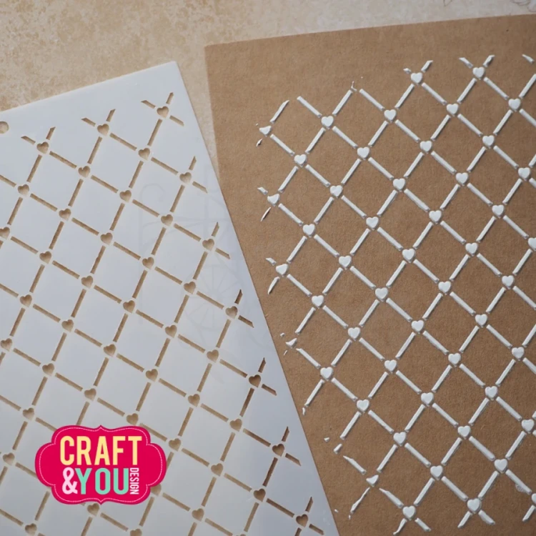 Szablon maska A6 Serduszka z kratką SC017 Craft&amp;You Design