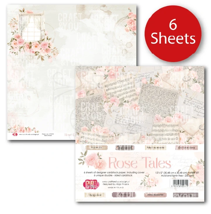 Zestaw papierów do scrapbookingu 30x30 Rose Tales CPS-RT30-6 Craft&amp;You Design