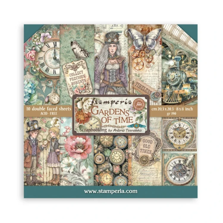 Zestaw papierów do scrapbookingu 20x20 Gardens Of Time SBBS141 Stamperia