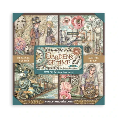Zestaw papierów jednostronnych do scrapbookingu 20x20 Gardens Of Time SBBSXB24 Stamperia