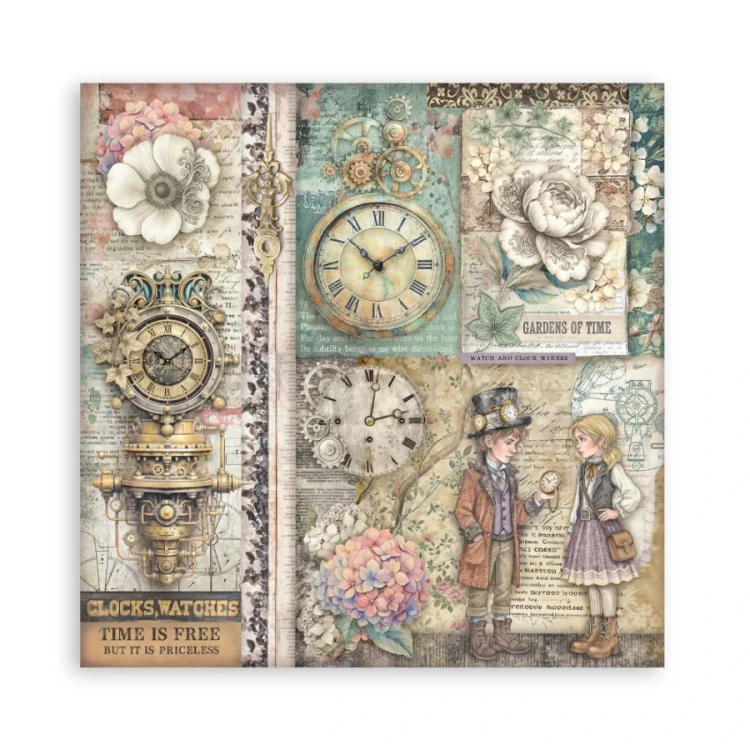 Zestaw papierów jednostronnych do scrapbookingu 20x20 Gardens Of Time SBBSXB24 Stamperia
