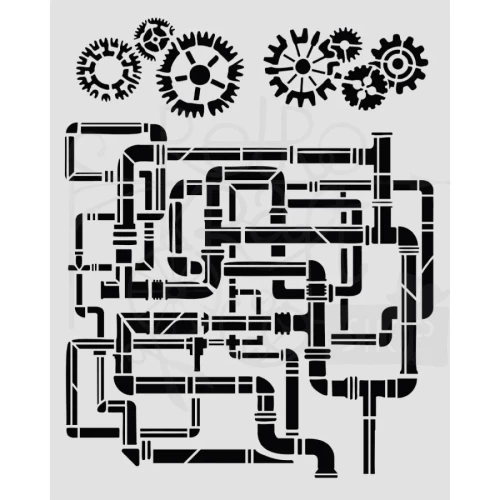 Szablon maska 20x25cm Gardens Of Time Rury KSTD202 Stamperia