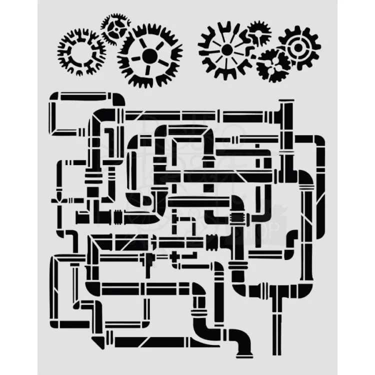 Szablon maska 20x25cm Gardens Of Time Rury KSTD202 Stamperia