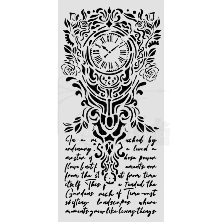 Szablon maska 12x25cm Gardens Of Time Zegar i pismo KSTDL157 Stamperia