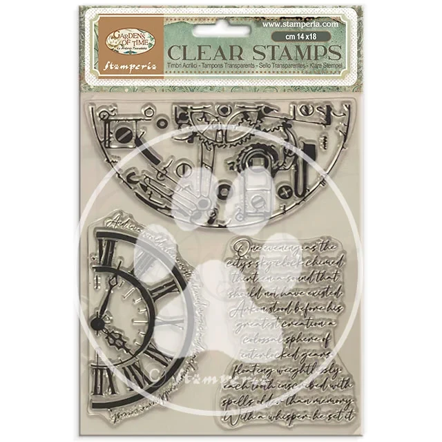 Stempel akrylowy 14x18cm Gardens Of Time Zegary WTK240 Stamperia