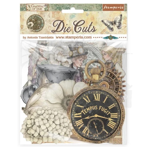 Ozdoby kształty tekturowe Die Cuts Gardens Of Time 38 szt DFLDC130 Stamperia