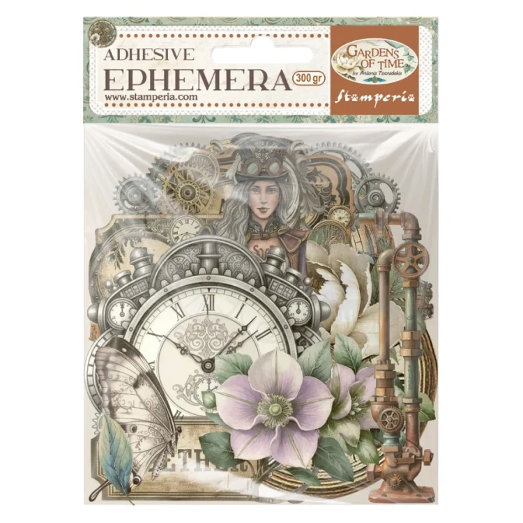 Ozdoby papierowe samoprzylepne Ephemera Gardens Of Time 40 szt DFLCT78 Stamperia