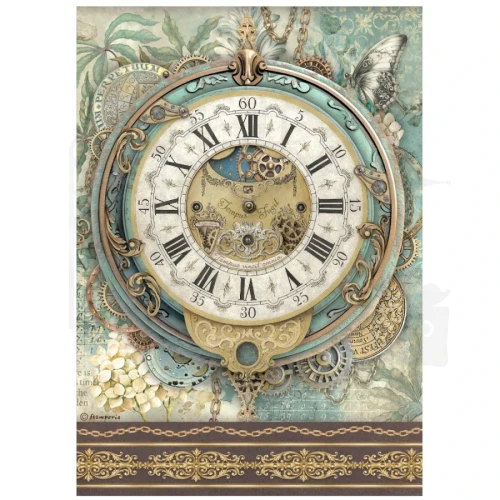 Papier ryżowy do decoupage A4 Gardens Of Time Zegar duży DFSA41114 Stamperia