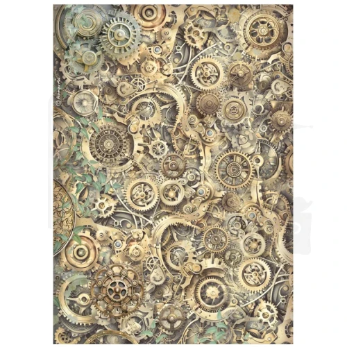 Papier ryżowy do decoupage A4 Gardens Of Time Zębatkowe tło DFSA41113 Stamperia