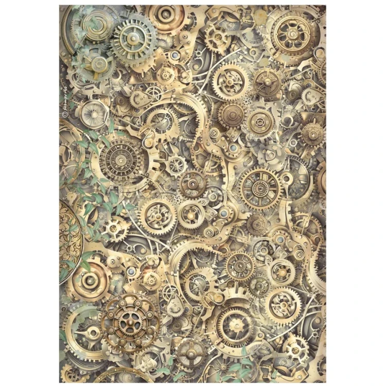 Papier ryżowy do decoupage A4 Gardens Of Time Zębatkowe tło DFSA41113 Stamperia