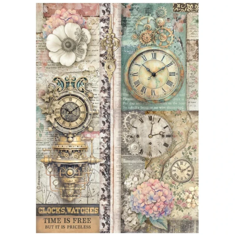 Papier ryżowy do decoupage A4 Gardens Of Time Wolność czasu DFSA41112 Stamperia