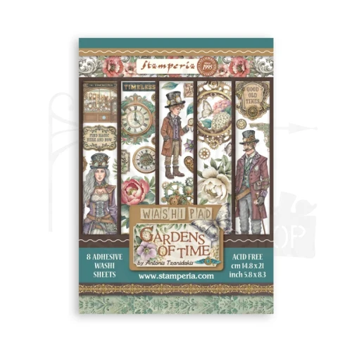 Papier washi A5 Gardens Of Time 8 arkuszy SBW32 Stamperia