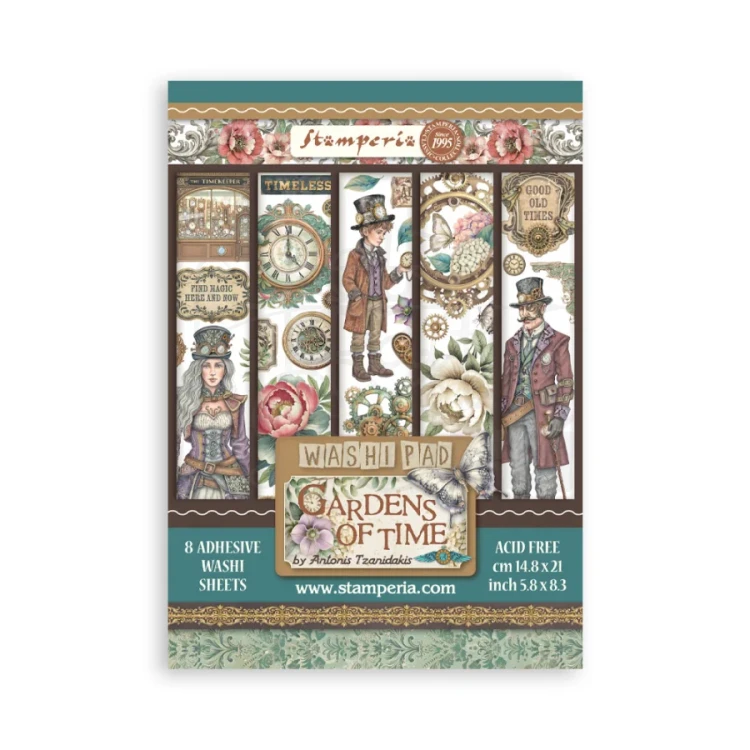 Papier washi A5 Gardens Of Time 8 arkuszy SBW32 Stamperia