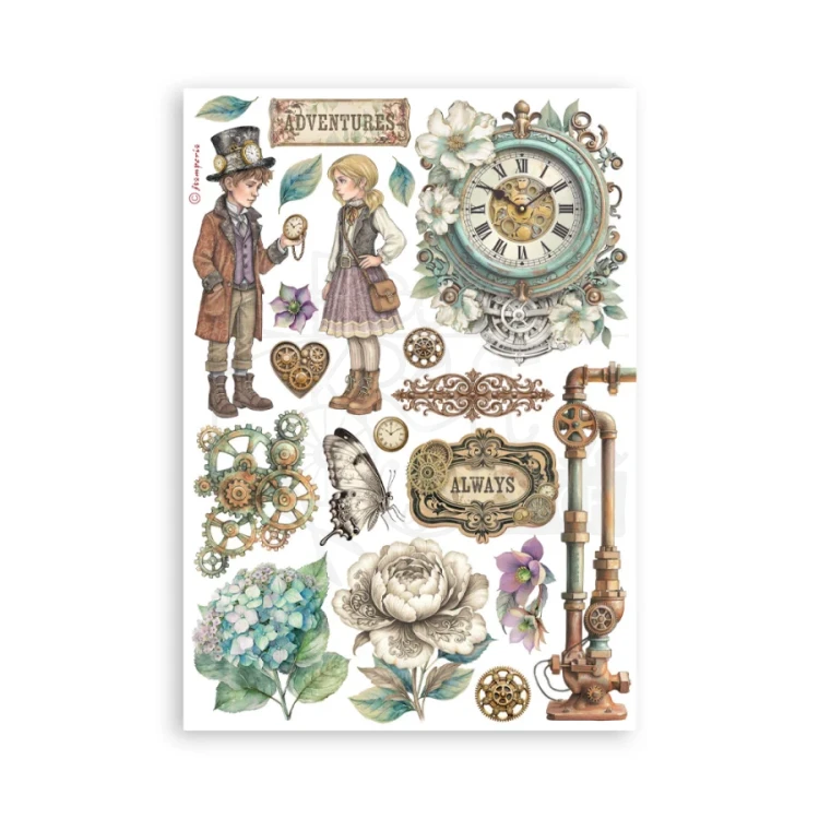 Papier washi A5 Gardens Of Time 8 arkuszy SBW32 Stamperia