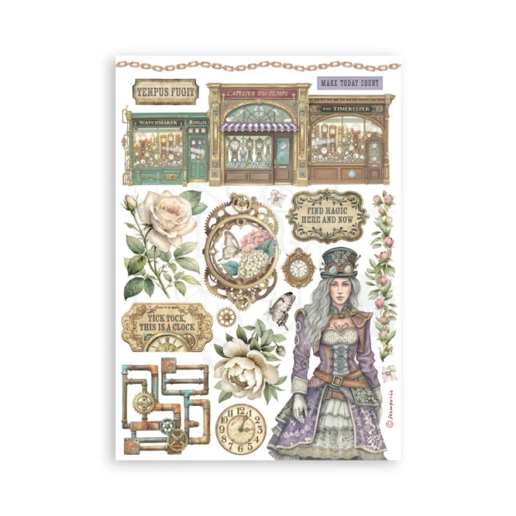 Papier washi A5 Gardens Of Time 8 arkuszy SBW32 Stamperia