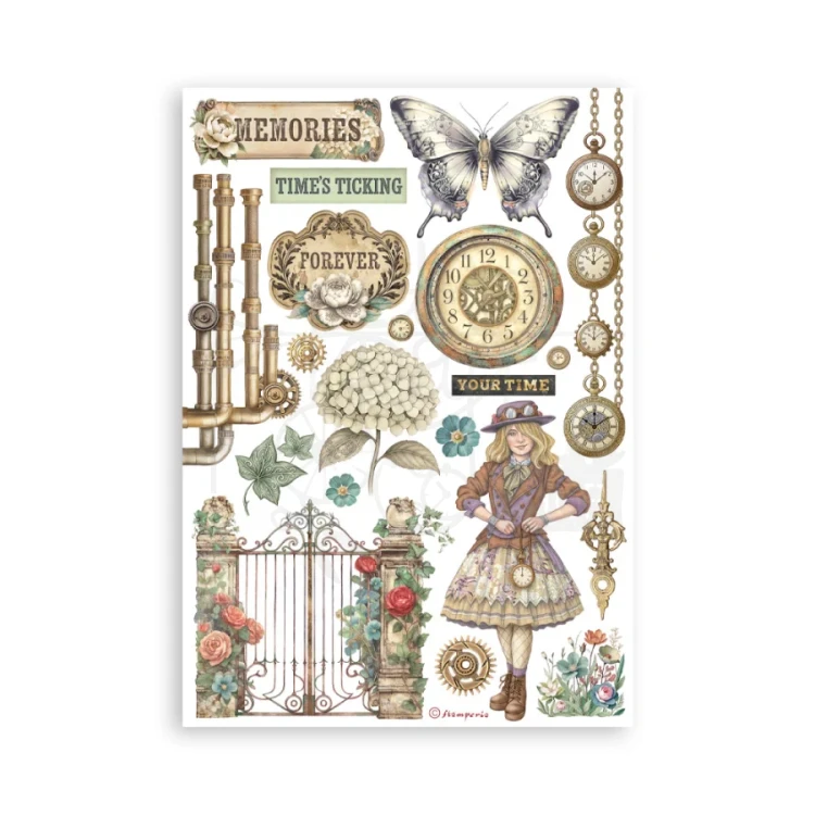 Papier washi A5 Gardens Of Time 8 arkuszy SBW32 Stamperia