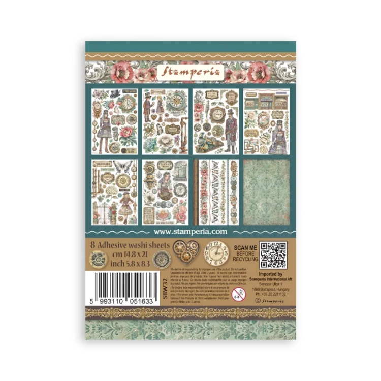 Papier washi A5 Gardens Of Time 8 arkuszy SBW32 Stamperia